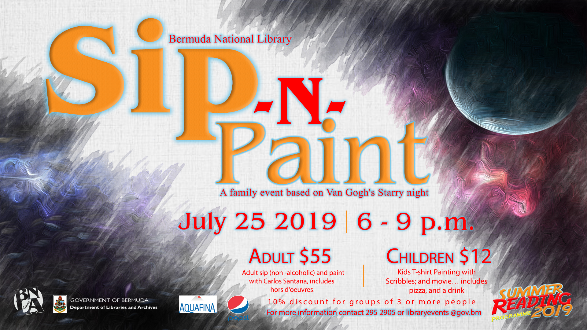 Sip & Paint at the Bermuda National Library - Based on Van Gogh's Starry Night