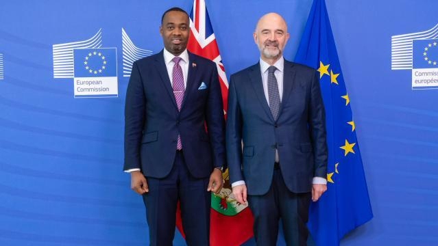 Premier Burt meets with Pierre Moscovici, European Union Commissioner Economic and Financial Affairs, Taxation and Customs