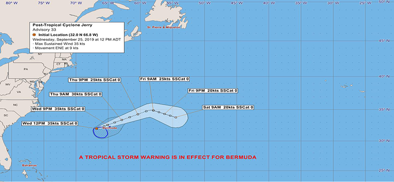 Post Tropical Cyclone Jerry Update ~ 12.30 p.m., Sept. 25