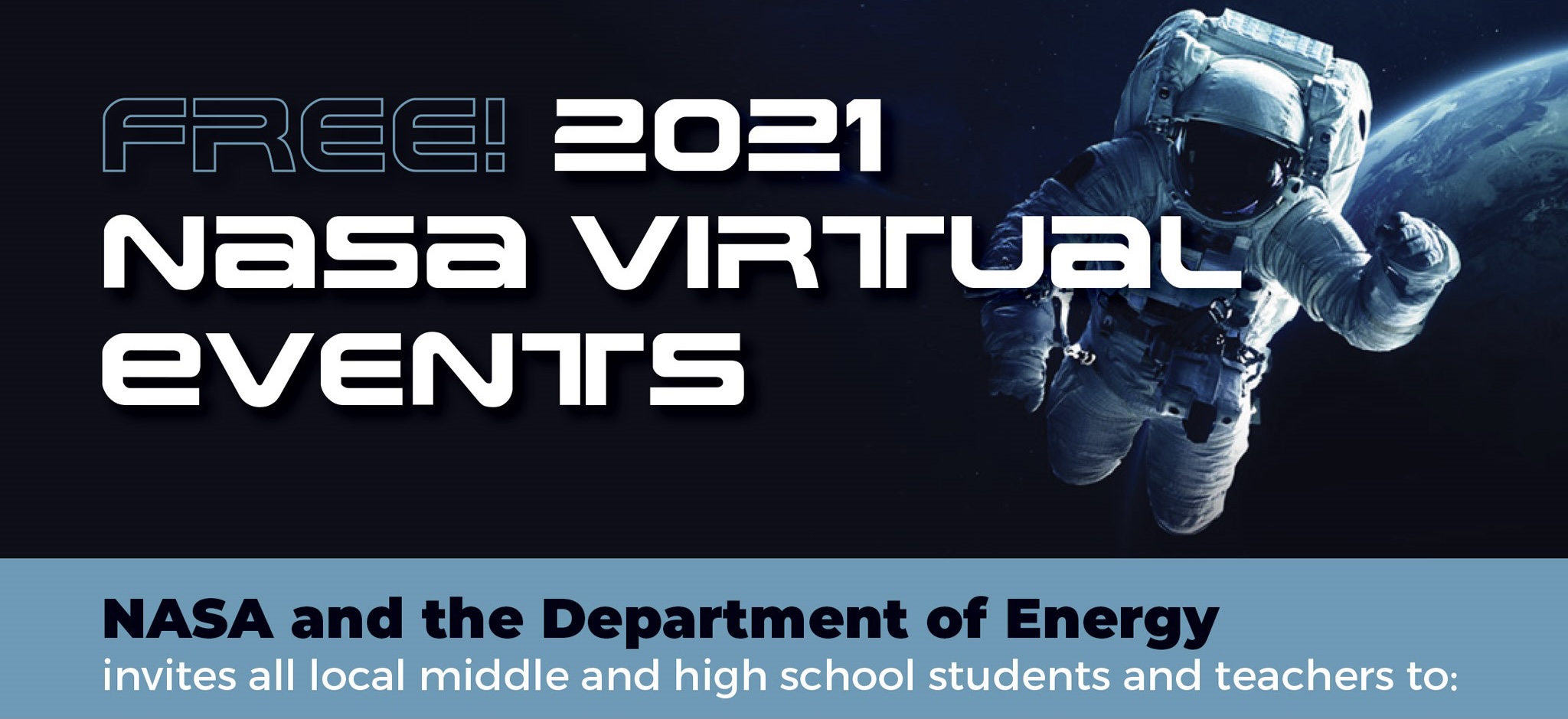 NASA and Department of Energy to Host Free Virtual Events