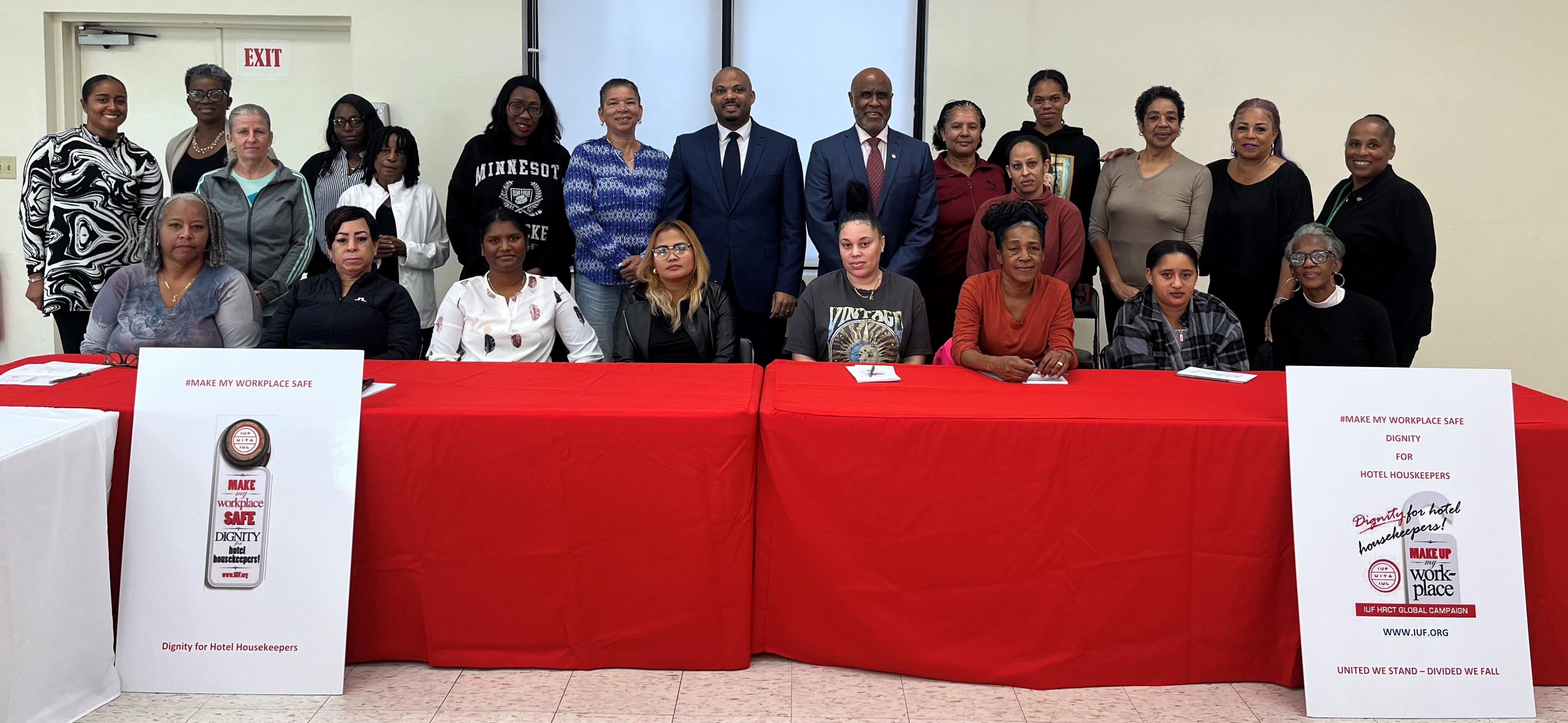 Minister Hayward Joins the BIU at the 7th Annual Global Week of Action for Hotel Housekeepers Meeting