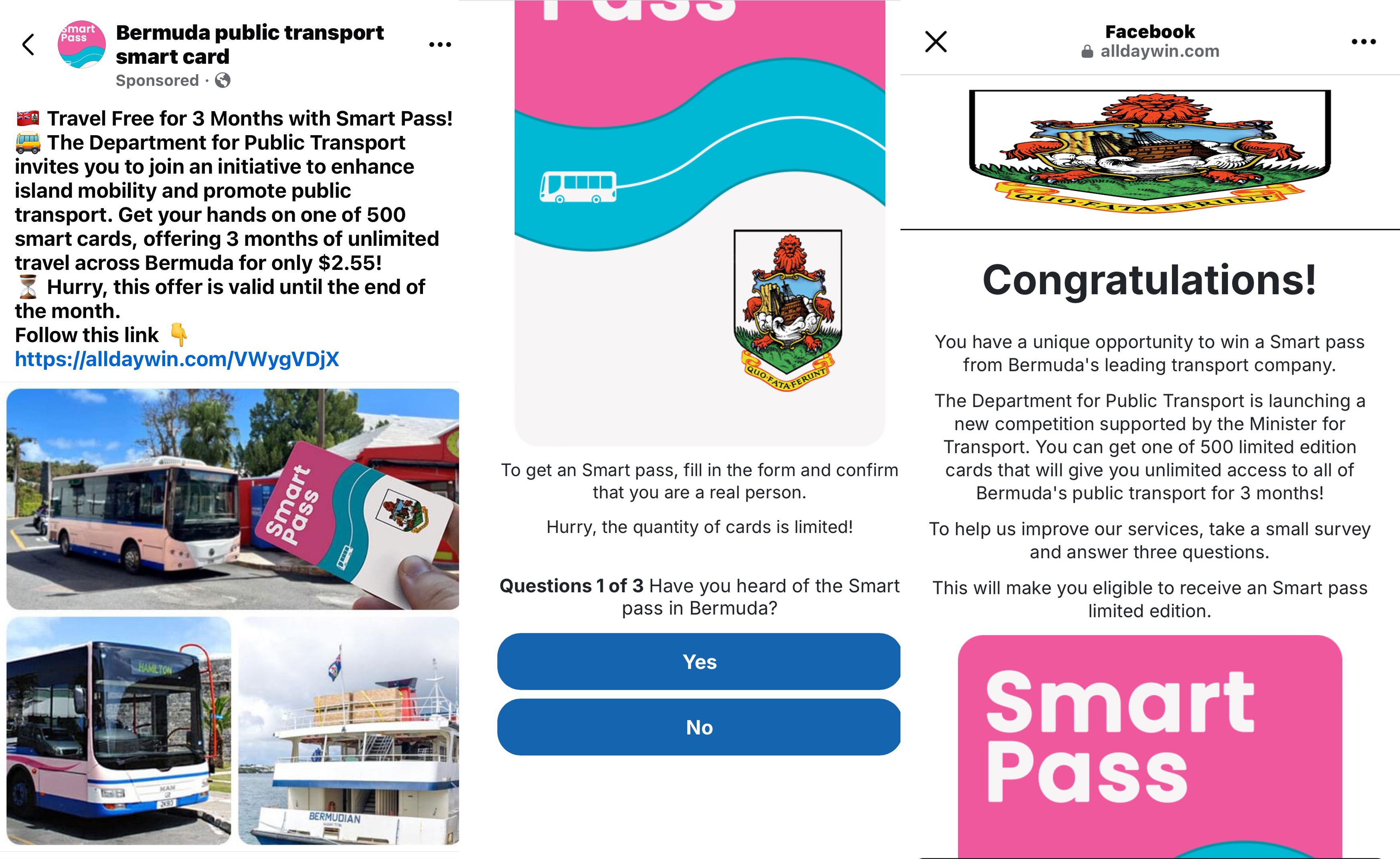 Scam Social Media Post Offering Bus & Ferry Pass