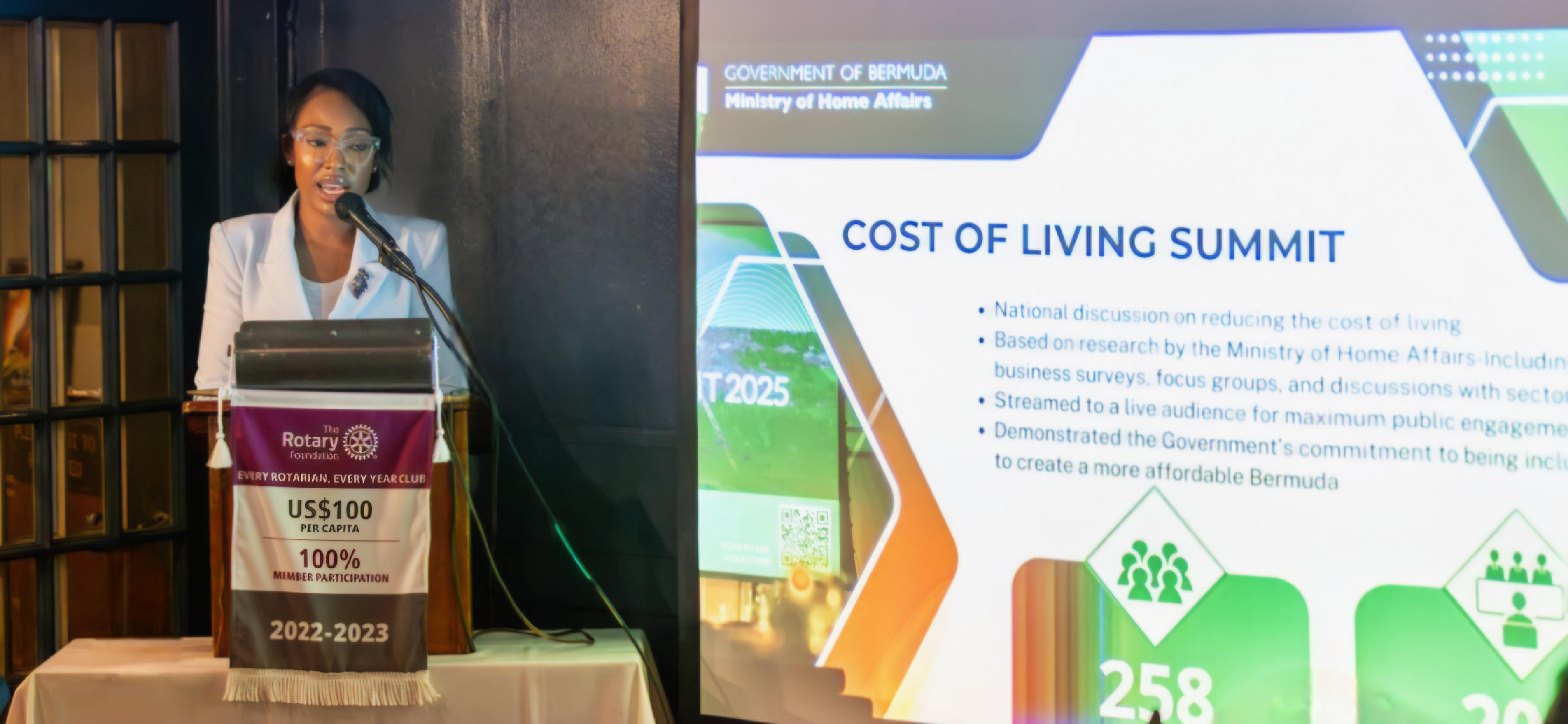 Minister Lightbourne discusses Affordable Bermuda Agenda with Sandys Rotary