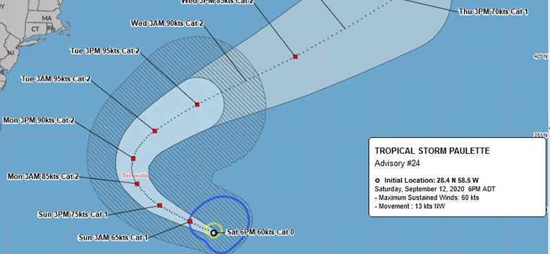 Tropical Storm Paulette update 12 September
